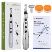 Акупунктурний масажер у формі ручки Massager Pen DF-618, прилад для точкового масажу всього тіла Сірий, електронна акупунктурна ручка для обличчя