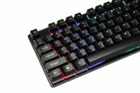 USB проводная геймерская компьютерная клавиатура Landslides KR-6300 с RGB Led подсветкой ATLANFA AT-6300, полноразмерная мембранная Черная