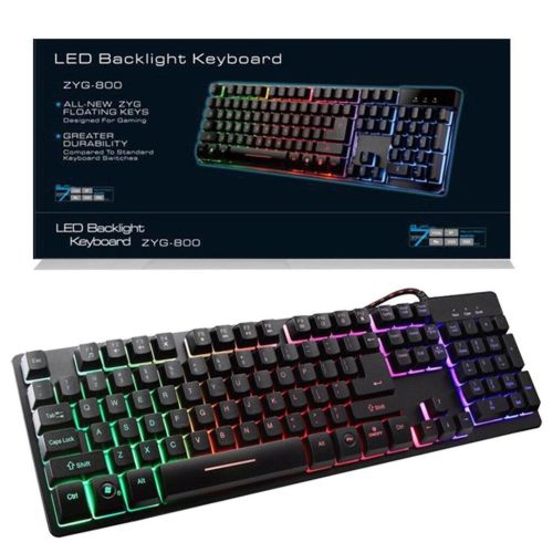 USB дротова комп'ютерна клавіатура UKC ZYG-800 з підсвічуванням