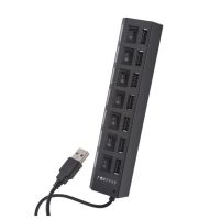 USB хаб Memos 7SW на 7 портів USB 2.0 Black, розгалужувач із кнопками on off HUB Чорний