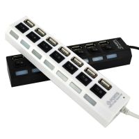USB хаб Memos 7SW на 7 портів USB 2.0 Black, розгалужувач із кнопками on off HUB Чорний