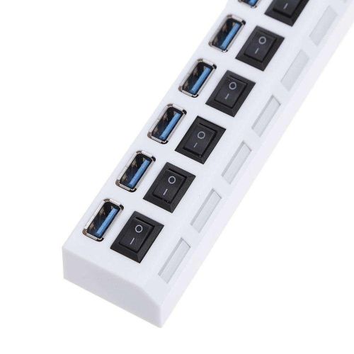 USB хаб Memos 7SW на 7 портів USB 2.0 White, розгалужувач із кнопками on off HUB білий