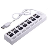 USB хаб Memos 7SW на 7 портів USB 2.0 White, розгалужувач із кнопками on off HUB білий