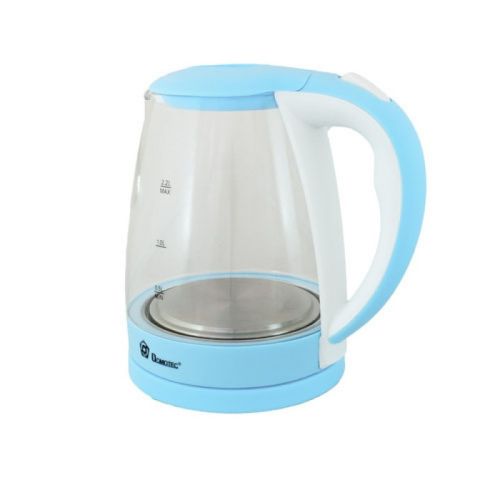 Стеклянный электрочайник Domotec MS-8214 Sky Blue 2200W 2.2 л, чайник электрический с цветной RGB подсветкой