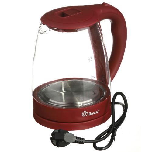 Стеклянный электрочайник Domotec MS-8213 Red 2200W 2.2 л, чайник электрический с цветной RGB подсветкой