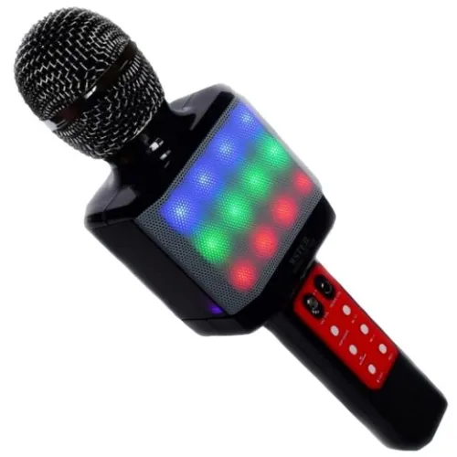 Бездротовий караоке мікрофон WSTER WS - 1828 Bluetooth USB AUX FM з вбудованою колонкою і 4 тембрами голосу на акумуляторі з динаміком Ws1828 Чорний