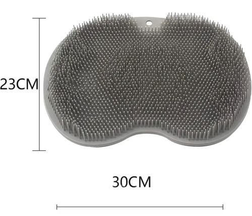 Силіконовий масажний килимок Чистюля щітка Shower Foot Scrubber Mat Ly - 379 Grey для спини і ніг на присосках, Настінна нековзна мочалка для душу сіра