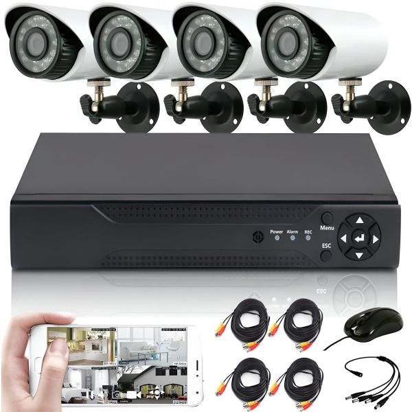 Комплект відеоспостереження відеореєстратор UKC DVR KIT CAD D001 2MP \ 4ch 4-канальний, набір вуличних 4 камер для зовнішнього спостереження 7004