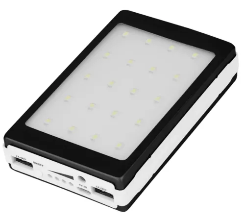 Портативний зарядний Power Bank Solar 90000 mAh C Led ліхтариком УМБ Metal Чорний На сонячній батареї Павербанк, зовнішній акумулятор, PowerBank 