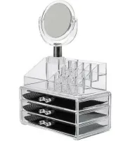 Настільний акриловий органайзер Cosmetic Box CX-8702 C дзеркалом для косметики і дрібниць JN-870, косметичний бокс з висувними ящиками JN-878