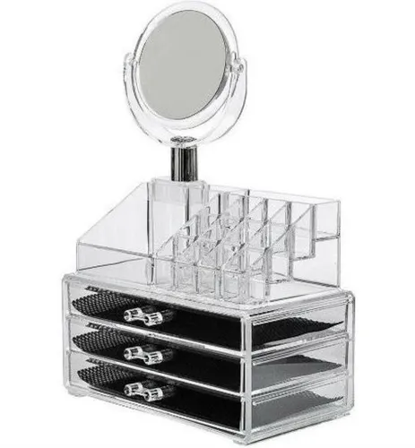Настільний акриловий органайзер Cosmetic Box CX-8702 C дзеркалом для косметики і дрібниць JN-870, косметичний бокс з висувними ящиками JN-878