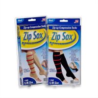 Компресійні гольфи від варикозу Zip Sox, облягаючі лікувальні панчохи, шкарпетки для фіксації щиколоток Зіп Сокс зі змійкою, чорні S / M, L / XL