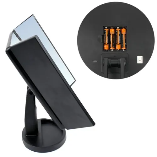 Косметичне потрійне дзеркало з сенсорною кнопкою Superstar Magnifying Mirror JN-817 3 в 1 зі збільшенням, складне дзеркало з LED підсвічуванням Чорне