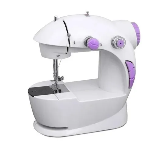 Професійна швейна машинка 4 в 1 Mini Sewing Machine SM - 202A (WJ-08), Портативна міні машинка 201 для шиття з адаптером і педаллю для дому Біла