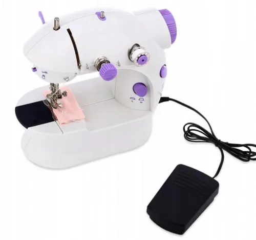 Професійна швейна машинка 4 в 1 Mini Sewing Machine SM - 202A (WJ-08), Портативна міні машинка 201 для шиття з адаптером і педаллю для дому Біла