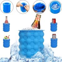 Силіконове відро для заморозки льоду Ice Cube Maker Genie двокамерна форма для виготовлення зберігання льоду, охолодження напоїв в пляшках з кришкою