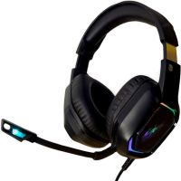 Игровые проводные наушники Cyberpunk CP-007 с подсветкой и микрофоном Геймерские полноразмерные наушники с гарнитурой для ПК и ноутбука 96491 Черные