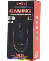 Ігрова дротова комп'ютерна мишка Weibo S320 USB 7 Кнопок з RGB підсвічуванням для ПК, геймерська USB миша 4800 DPI для комп'ютера і ноутбука Чорна