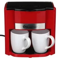Крапельна кавоварка на дві чашки Domotec MS - 0705 c 2 керамічними чашками, Домашня електрична кавоварка для чаю та кави на 0.3 л 500W Червона