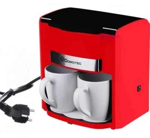 Крапельна кавоварка на дві чашки Domotec MS - 0705 c 2 керамічними чашками, Домашня електрична кавоварка для чаю та кави на 0.3 л 500W Червона
