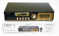 Стерео підсилювач потужності звуку UKC AV-121BT 200W, П'ятиканальний портативний стереопідсилювач з караоке на 2 Мікрофони, FM радіо і Bluetooth USB
