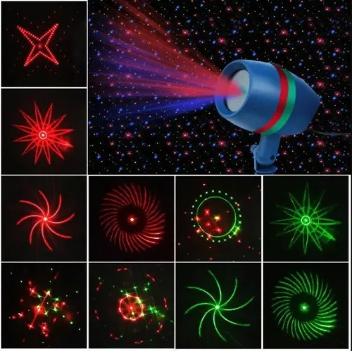 Кольоровий вуличний лазерний проектор Star Shower Motion Laser Light для прикраси будинку і вулиці, Новорічна Вулична лазерна підсвітка 12 програм