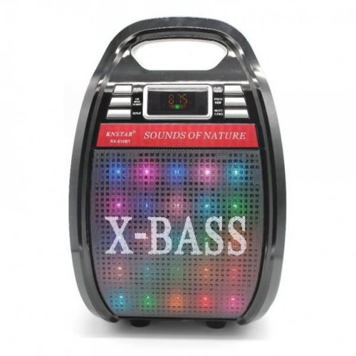 Портативна бездротова Bluetooth колонка валізу X - Bass Golon RX-810BT зі світломузикою і мікрофоном, акустична блютуз система з караоке Чорна