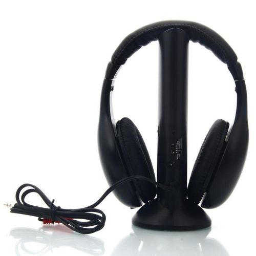 Наушники с микрофоном беспроводные 5 в 1 MH2001 Black + FM радио Wireless,  mp3 pc tv,