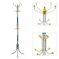 Підлогова вертикальна вішалка тринога Coat Rack для верхнього одягу 16 гачків, переносна розбірна металева стійка для сумочок і парасольок