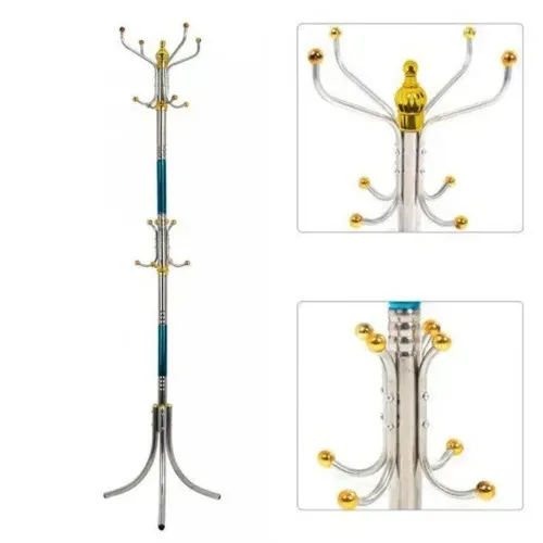 Підлогова вертикальна вішалка тринога Coat Rack для верхнього одягу 16 гачків, переносна розбірна металева стійка для сумочок і парасольок