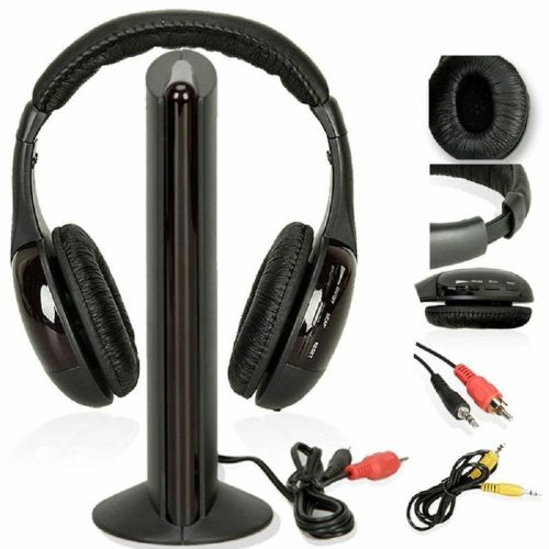 Наушники с микрофоном беспроводные 5 в 1 MH2001 Black + FM радио Wireless,  mp3 pc tv,
