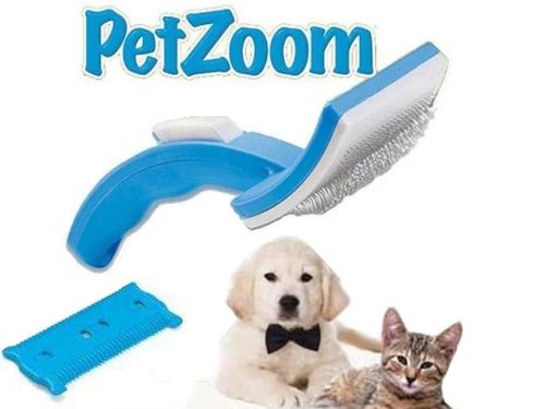 Самоочисна щітка для вичісування тварин Pet Zoom з тримером масажна PetZoom вовни Пет Зум