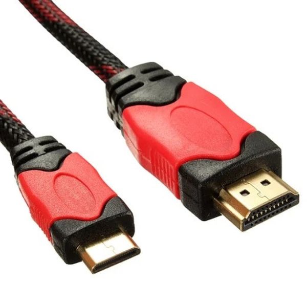 Посилений в обмотці кабель, перехідник з HDMI на mini HDMI довжиною 1.5 м