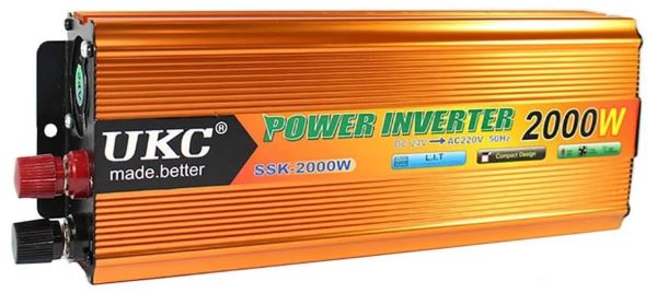 Автомобільний інвертор UKC 24V - 220V 2000W авто перетворювач напруги струму від прикурювача і акумулятора, зарядний з захистом від перегріву 2000Вт