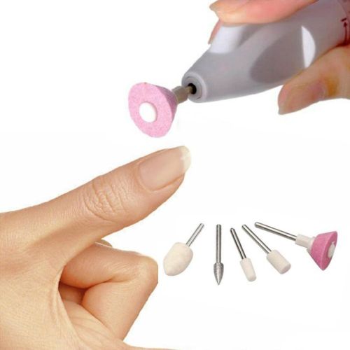 Бездротовий фрезер для манікюру і педикюру Salon Shaper 5 насадок, Манікюрний набір нігтьова шліфувальна машина Салон шейпер від батарейок Білий