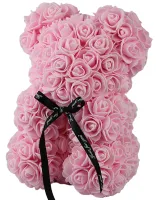 Маленький ведмедик з штучних 3D троянд Teddy Bear de Luxe 25 см Pink, Рожевий ведмідь Тедді