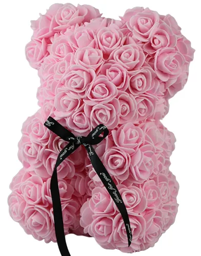 Маленький ведмедик з штучних 3D троянд Teddy Bear de Luxe 25 см Pink, Рожевий ведмідь Тедді