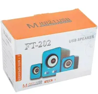 Музичні комп'ютерні колонки Speaker Mini Ft - 202 2.1 для ПК, акустична система з сабвуфером і сателітами 9W від USB Mini-jack 3.5 мм сині