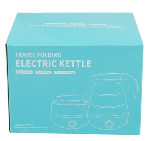 Електричний чайник складаний C автовідключенням Electric Kettle 0,5 л, дорожній силіконовий електрочайник, портативний електро міні-чайник Синій