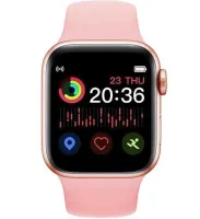 Наручные Смарт часы Smart Watch T500 спортивные с микрофоном тонометром IP67 Aluminium 44mm Умные часы с функцией фитнеса и здоровья Розовые