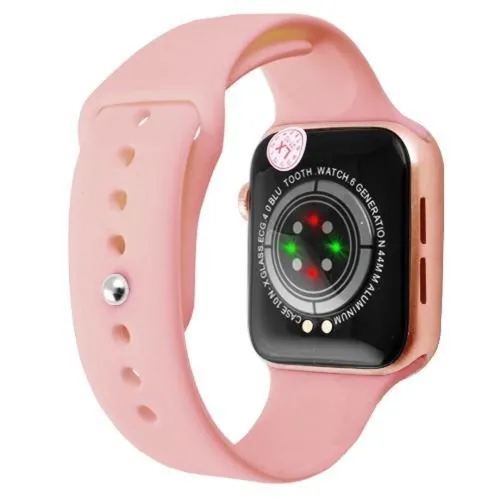Наручные Смарт часы Smart Watch T500 спортивные с микрофоном тонометром IP67 Aluminium 44mm Умные часы с функцией фитнеса и здоровья Розовые