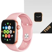 Наручные Смарт часы Smart Watch T500 спортивные с микрофоном тонометром IP67 Aluminium 44mm Умные часы с функцией фитнеса и здоровья Розовые