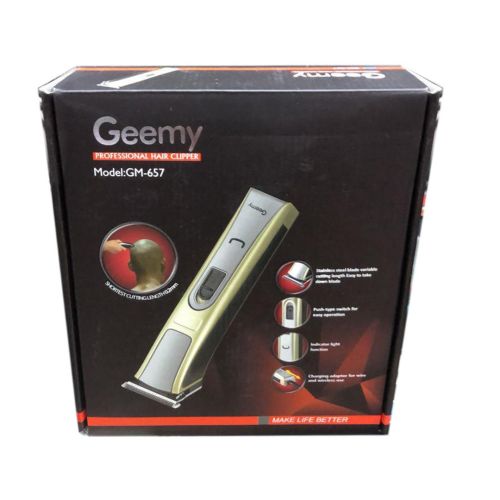 Бездротова акумуляторна машинка GEMEI GM-657 3W для стрижки волосся, акумуляторний тример бритва для окантовки бороди і вусів Gemmy Золотистий