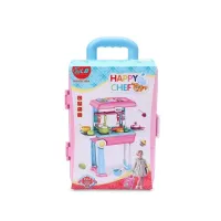 Дитячий розвиваючий ігровий набір кухня Happy Chef 2в1, велика дитяча кухня у валізі на колесах 678-206a