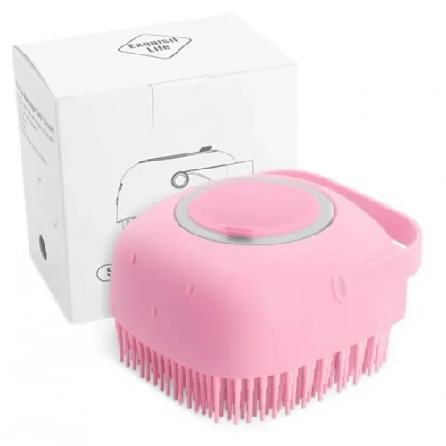 Силиконовая массажная щетка Silicone Massage Bath Brush с дозатором, Универсальная мочалка для массажа и купания с резервуаром для мыла