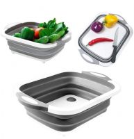 Складна обробна дошка Chopping Board 4 в 1 для миття і різання овочів з зливним отвором миска Chopper