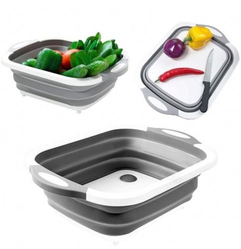 Складна обробна дошка Chopping Board 4 в 1 для миття і різання овочів з зливним отвором миска Chopper