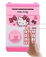 Детская электронная копилка сейф Hello Kitty с купюроприемником, электросейф для денег кодовым замком розовая