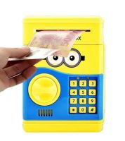 Детская электронная копилка сейф Minion с купюроприемником для денег с кодовым замком, электросейф Миньон с пин-кодом для купюр и монет Желтый