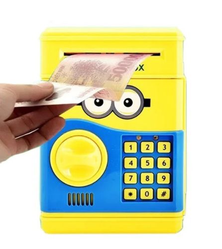 Детская электронная копилка сейф Minion с купюроприемником для денег с кодовым замком, электросейф Миньон с пин-кодом для купюр и монет Желтый